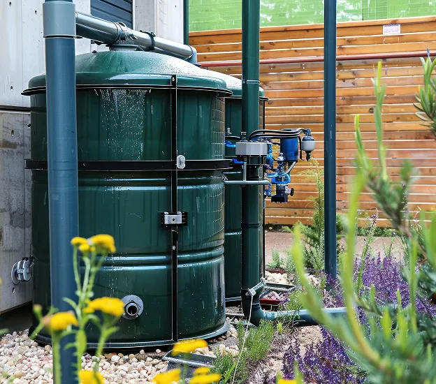 Cuves de récupération des eaux de pluie installées par Bigot TP